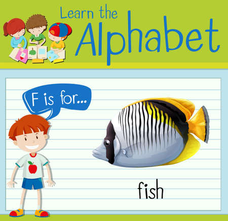 Flashcard letter F is for fish illustrationのイラスト素材