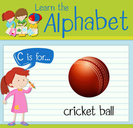 Flashcard letter C is for cricket ball illustrationのイラスト素材