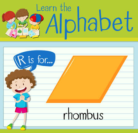 Flashcard letter R is for rhombus illustrationのイラスト素材
