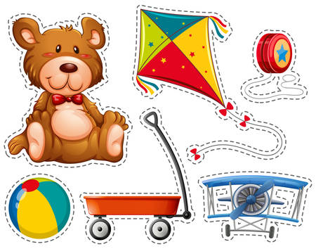 Sticker set with many toys illustrationのイラスト素材