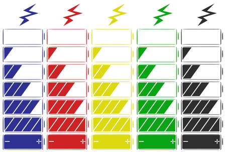 Battery icon in five colors illustrationのイラスト素材