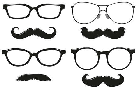 Different designs of mustache and glasses illustrationのイラスト素材