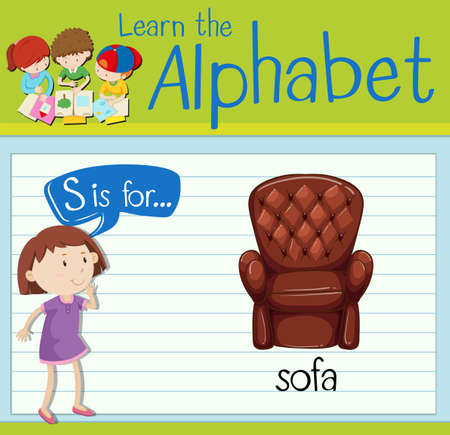 Flashcard letter S is for sofa illustrationのイラスト素材