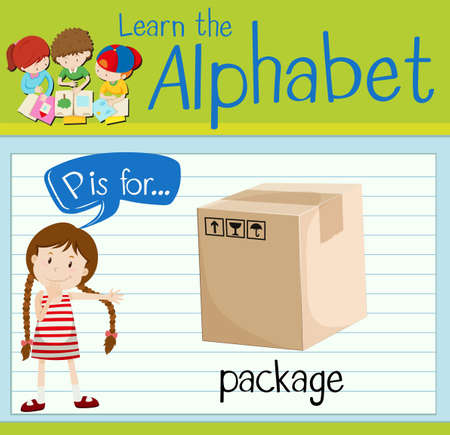 Flashcard letter P is for package illustrationのイラスト素材