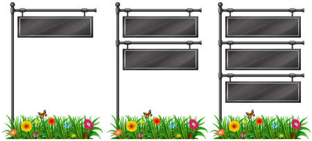 Metal sign on poles illustrationのイラスト素材