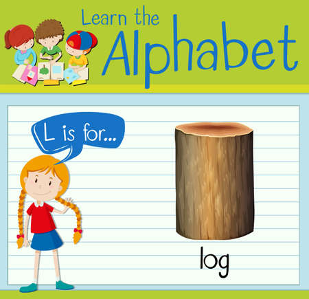 Flashcard letter L is for log illustrationのイラスト素材
