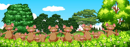 Lot of mouse in the garden illustrationのイラスト素材