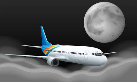 Airplane flying over the clouds illustrationのイラスト素材