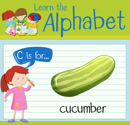 Flashcard letter C is for cucumber illustrationのイラスト素材