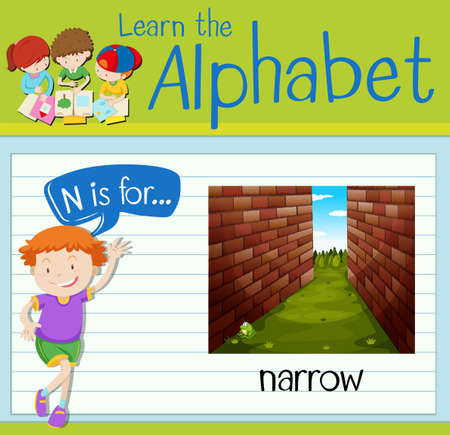 Flashcard letter N is for narrow illustrationのイラスト素材