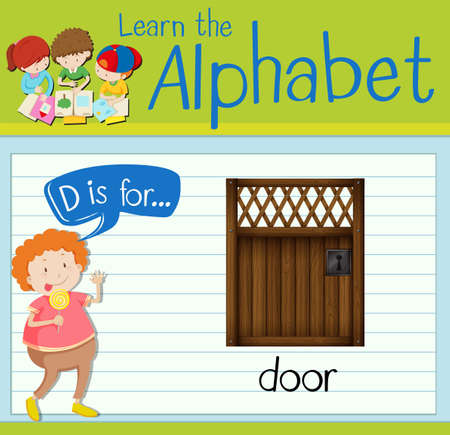 Flashcard alphabet D is for door illustrationのイラスト素材