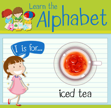 Flashcard letter I is for iced tea illustrationのイラスト素材