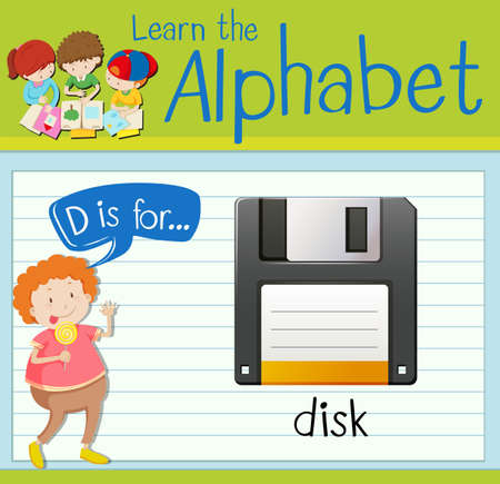 Flashcard letter D is for disk illustrationのイラスト素材