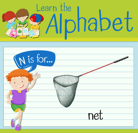 Flashcard letter N is for net illustrationのイラスト素材