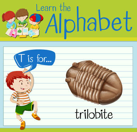Flashcard letter T is for trilobite illustrationのイラスト素材