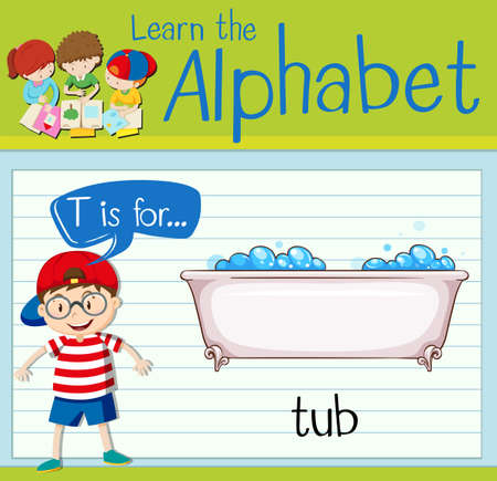 Flashcard letter T is for tub illustrationのイラスト素材