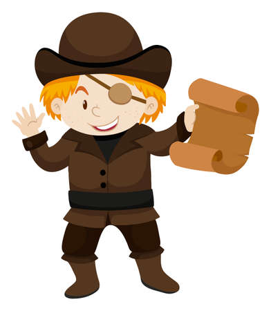 Pirate crew holding brown paper illustrationのイラスト素材