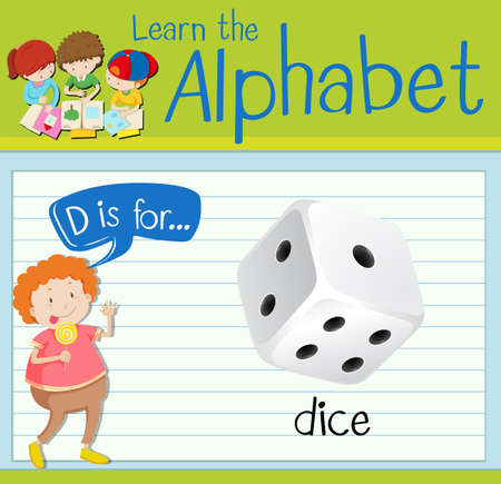 Flashcard letter D is for dice illustrationのイラスト素材
