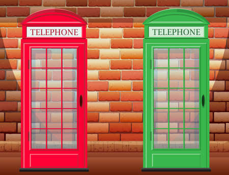 Two telephone booth on street illustrationのイラスト素材