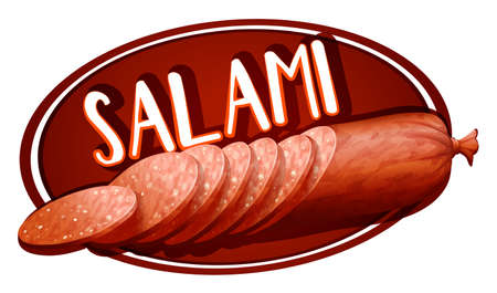 Label design with salami illustrationのイラスト素材
