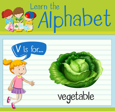 Flashcard letter V is for vegetable illustrationのイラスト素材