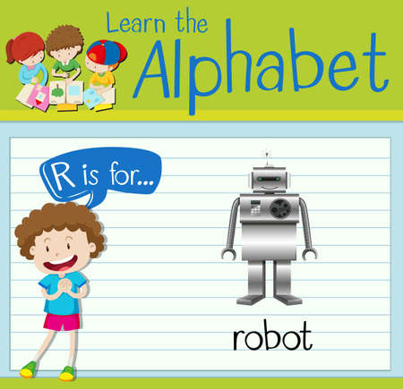 Flashcard letter R is for robot illustrationのイラスト素材