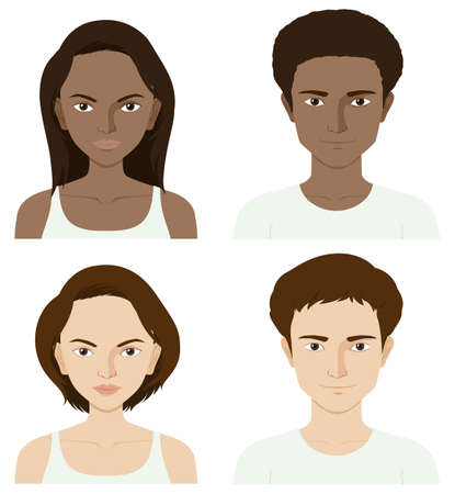 Four people with skin problem illustrationのイラスト素材