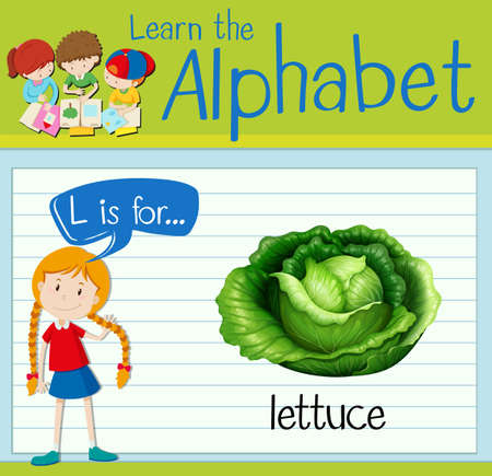 Flashcard letter L is for lettuce illustrationのイラスト素材