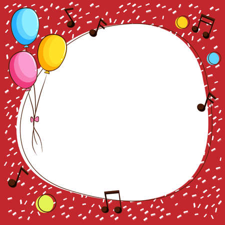 Border template with balloons and music notes illustrationのイラスト素材