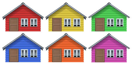 Little house in six colors illustrationのイラスト素材