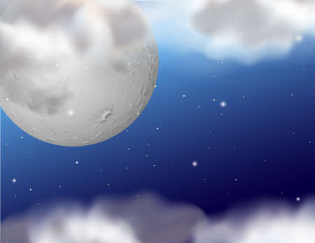 Background template with fullmoon at night illustrationのイラスト素材