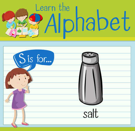 Flashcard letter S is for salt illustrationのイラスト素材