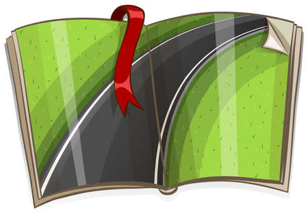 Book with road scene illustrationのイラスト素材