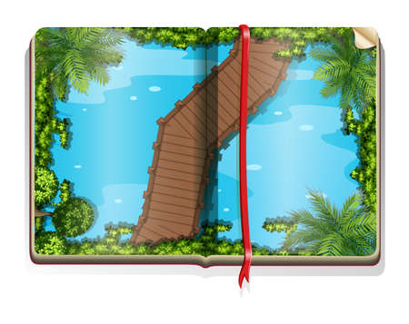 Book with park scene illustrationのイラスト素材
