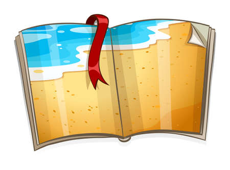Book with ocean scene illustrationのイラスト素材