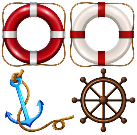 Marine symbol with safety rings and anchor illustrationのイラスト素材