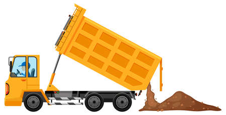 Man driving truck loaded with soil illustrationのイラスト素材