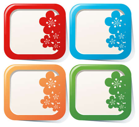 Label design with flowers in four colors illustrationのイラスト素材