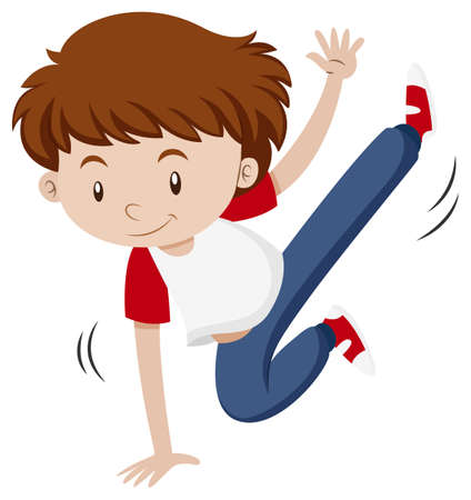 Man doing breakdance on one hand illustrationのイラスト素材