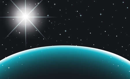 Space scene with planet and stars illustrationのイラスト素材