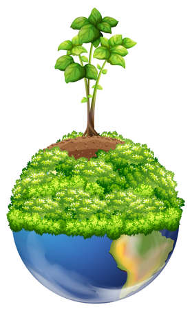 Green plants on earth illustrationのイラスト素材