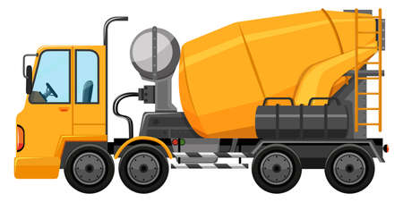 Cement truck in yellow color illustrationのイラスト素材