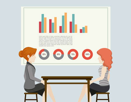 Business people and graphs illustrationのイラスト素材
