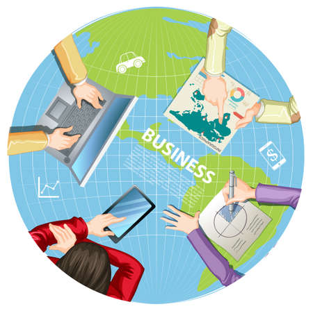 Business people working on computers illustrationのイラスト素材
