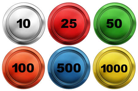 Colorful tokens with different numbers  illustration