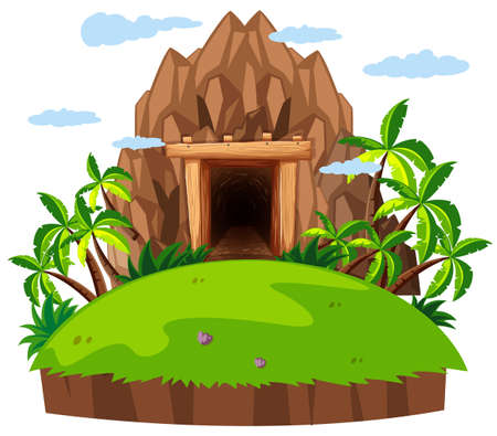Mine entrance, on the island illustrationのイラスト素材