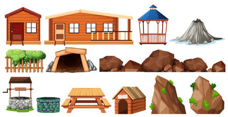 Set of house and gardening illustrationのイラスト素材