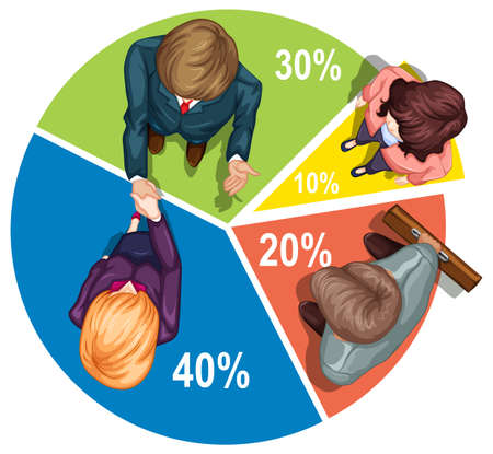 Infographic with people and piechart illustrationのイラスト素材