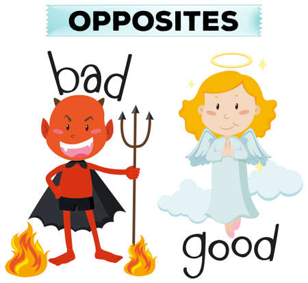 Opposite words with bad and good illustrationのイラスト素材