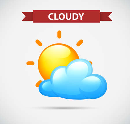 Weather icon with cloudy and sun illustrationのイラスト素材